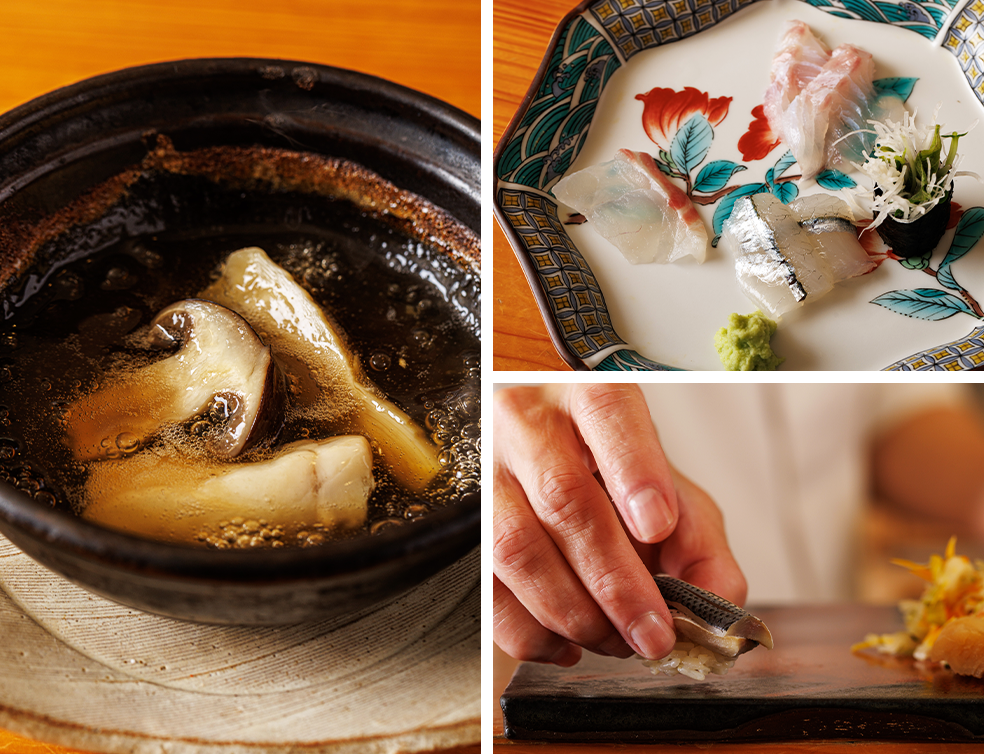 お造り,鯛しゃぶ,握りシーン